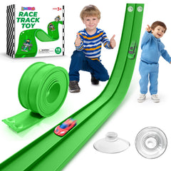 Lemostaar flexible race track 15ft in action enables custom, multi-turn layouts.