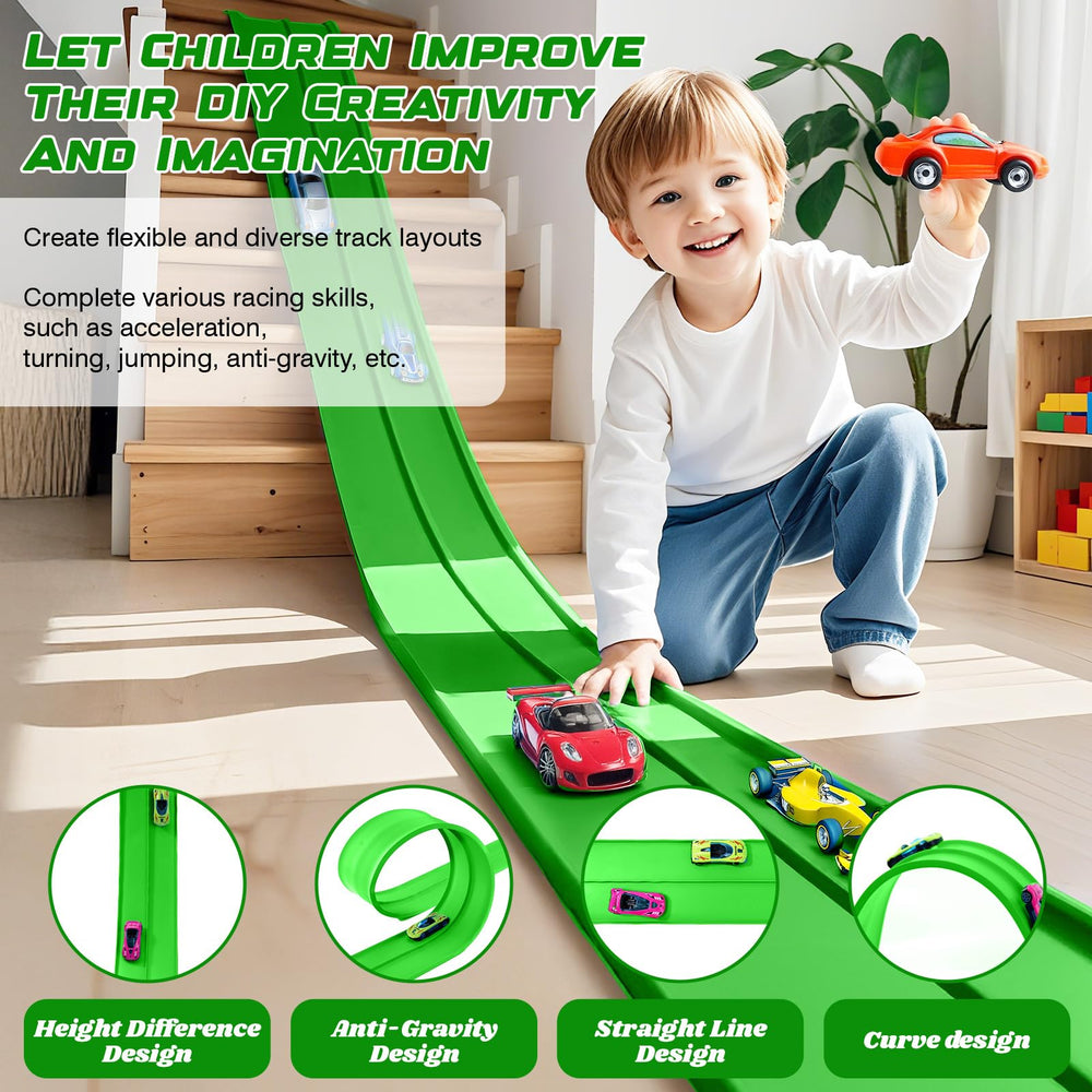 Lemostaar two-lane setup supports solo or group racing on smooth surfaces.