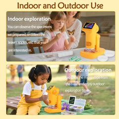 LENGTOUQ 1600X kids microscope 6-slides kit enables DIY observation of specimens.