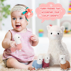 Lenwen 5-piece llama plush, perfect gift for birthdays and baby showers.