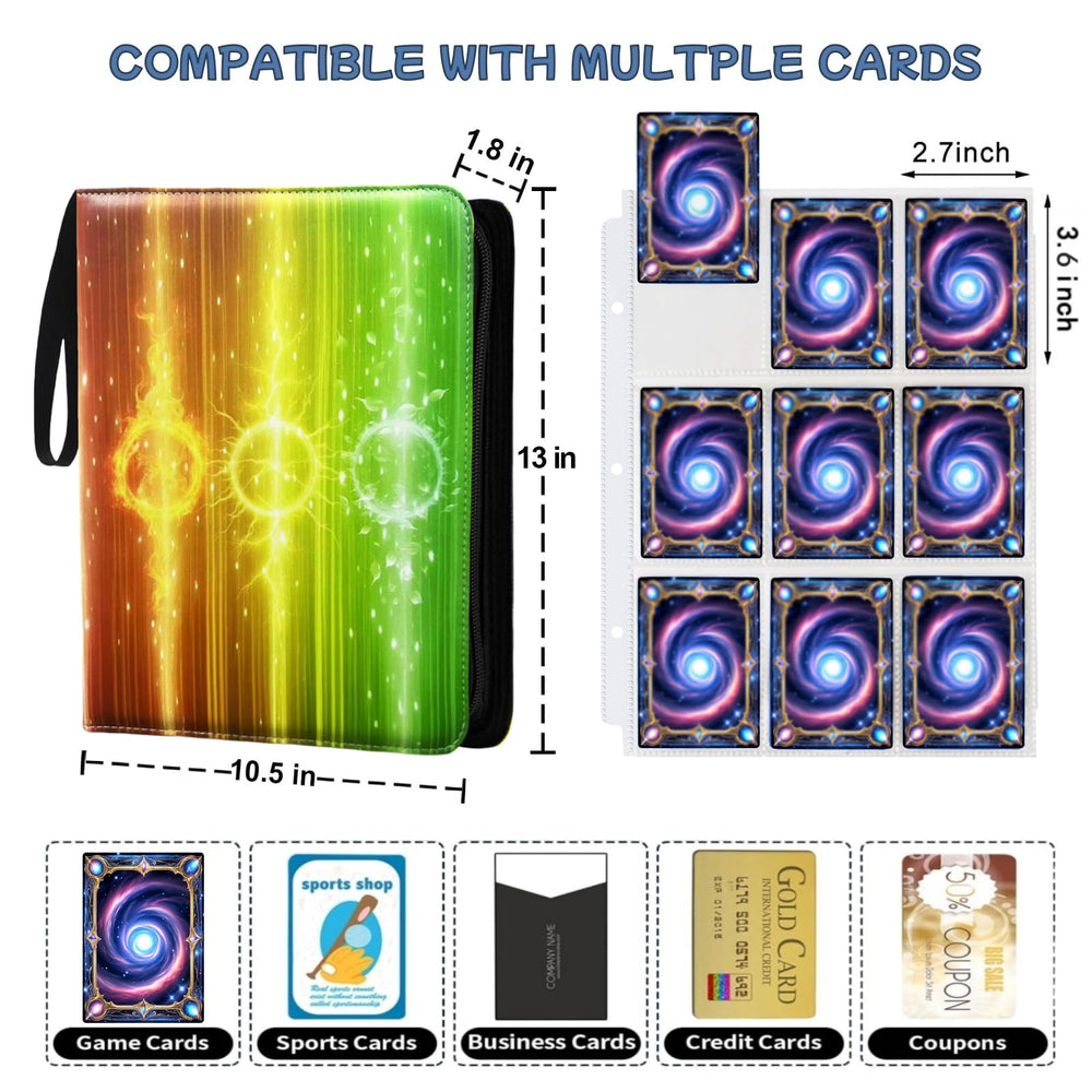 Leogi 900-card capacity binder safely stores trading cards for travel.