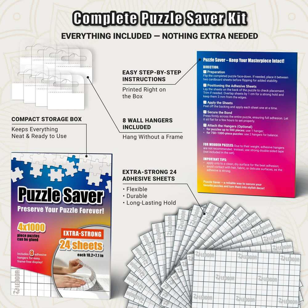 LEOGOR puzzle hangers eight allow wall mounting of puzzles.