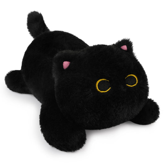Leokawin weighted black cat plush belly pellets offer cozy heft for snuggle time.