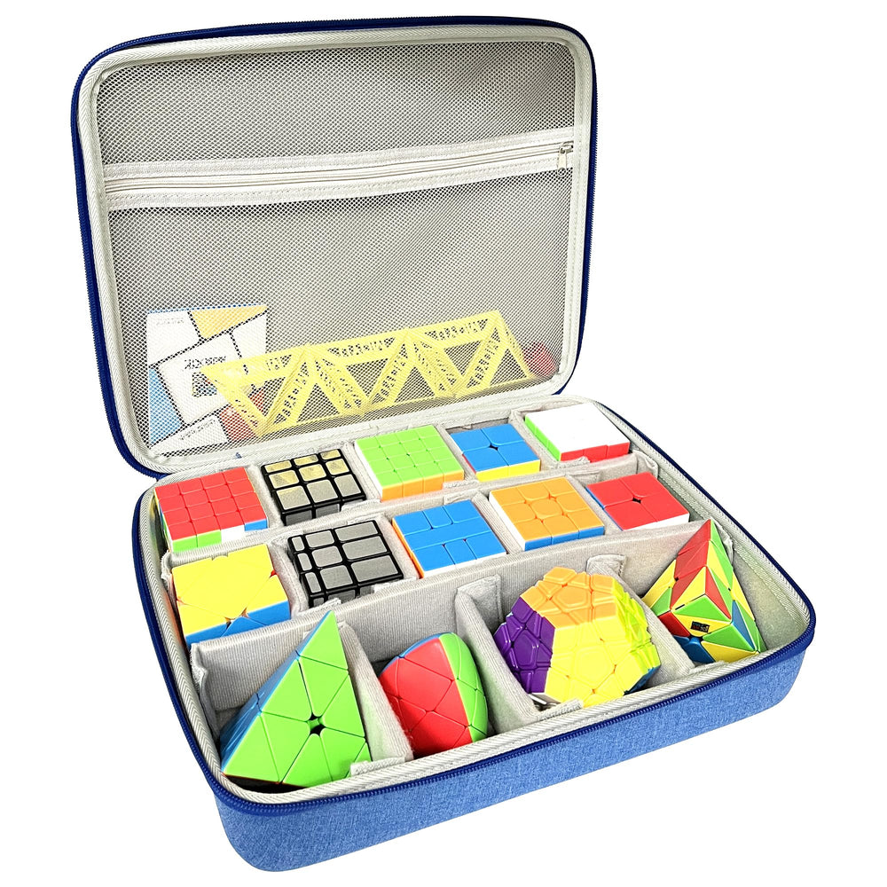 LeoTube Speed Cube Case Blue front view protects cubes during travel.