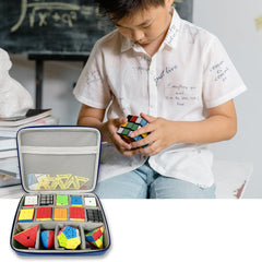 LeoTube Blue cube case ideal gift for puzzle fans and travel.