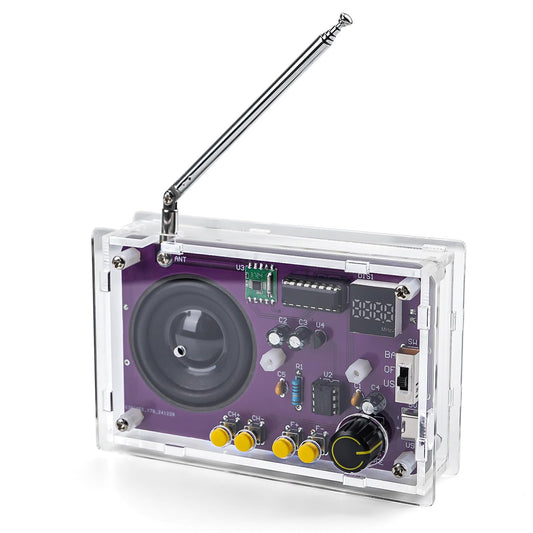 LEPANDA soldering radio kit contents laid out for beginner assembly