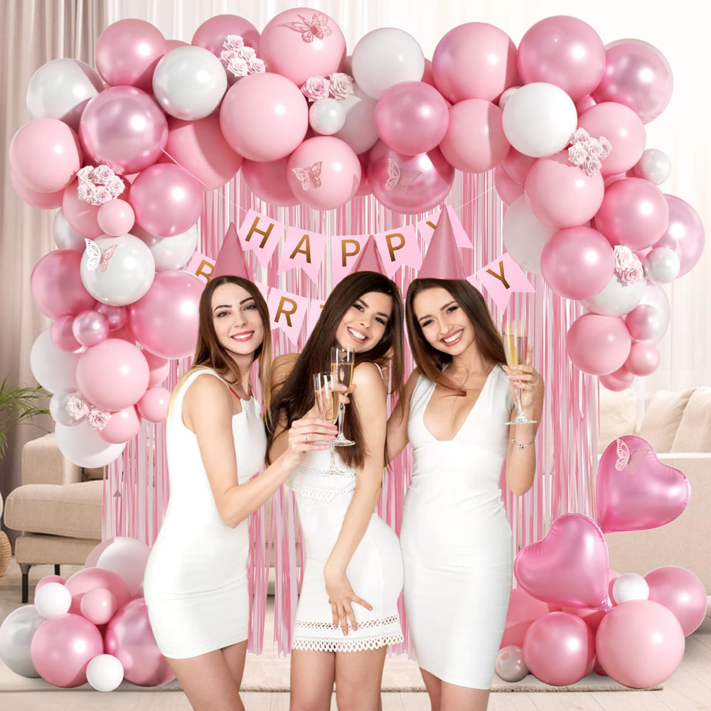 Leraqertra pink happy birthday banner for festive display