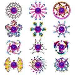 Lerifer 12-pack alloy fidget spinner variety shapes enhances focus during study.