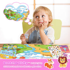 Lerifer sticker book Vehicles theme supports storytelling and hand-eye coordination.