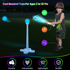 Leshein LED T-Ball set night play with customizable glow colors.