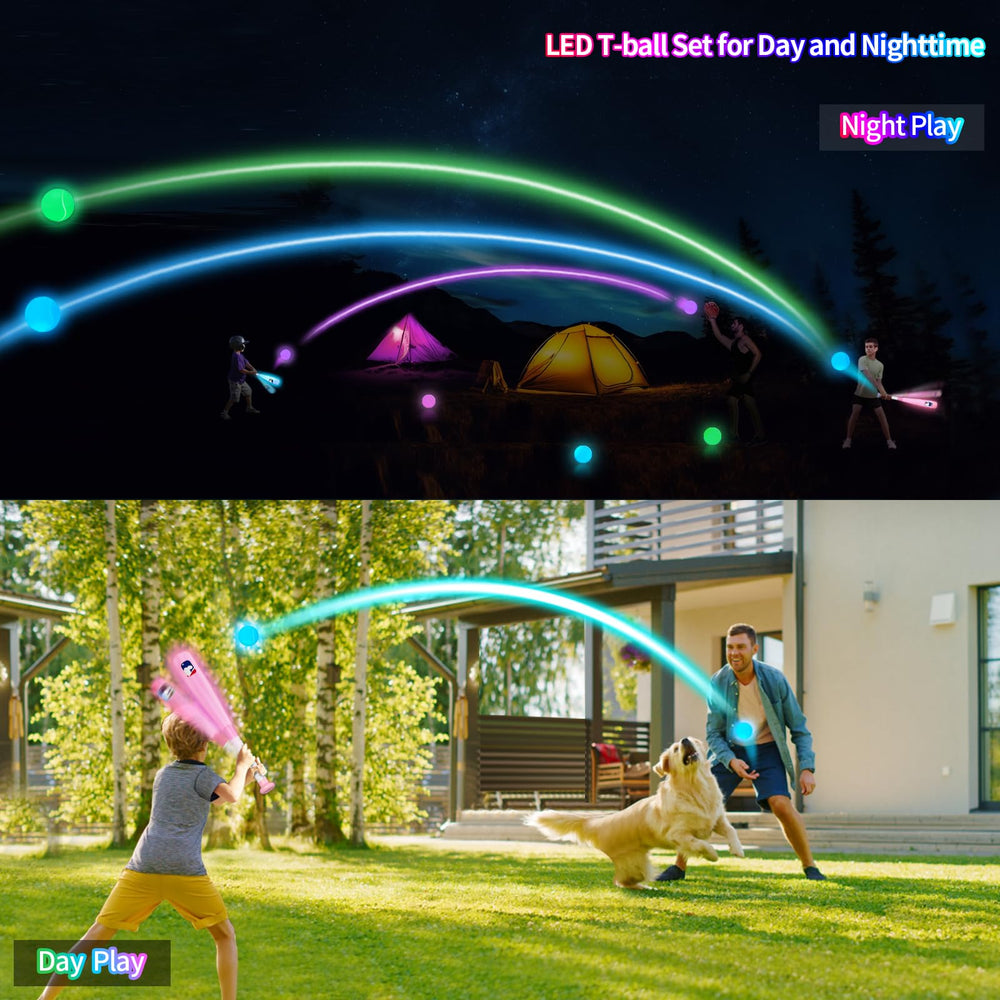 Leshein T Ball Set glow baseballs illuminate dusk practice and outdoor fun