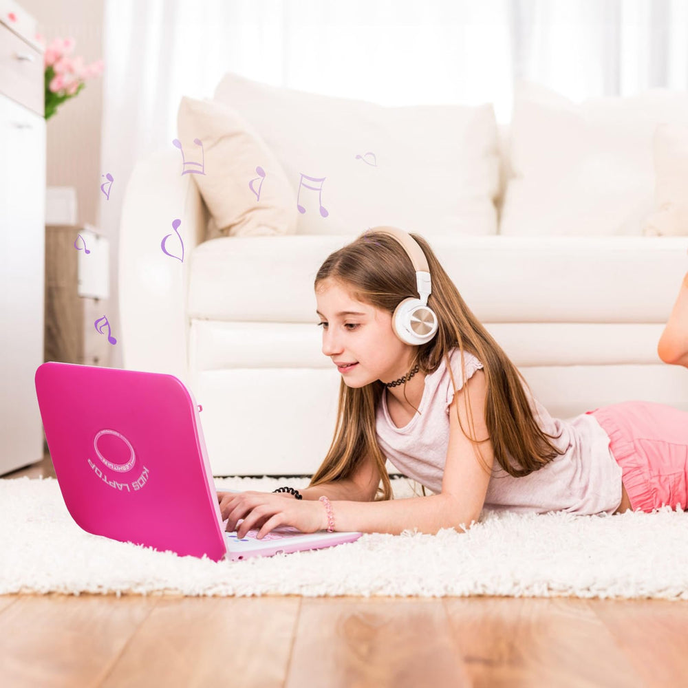LESHITIAN Kids Laptop child using, ideal for engaging learning at home.