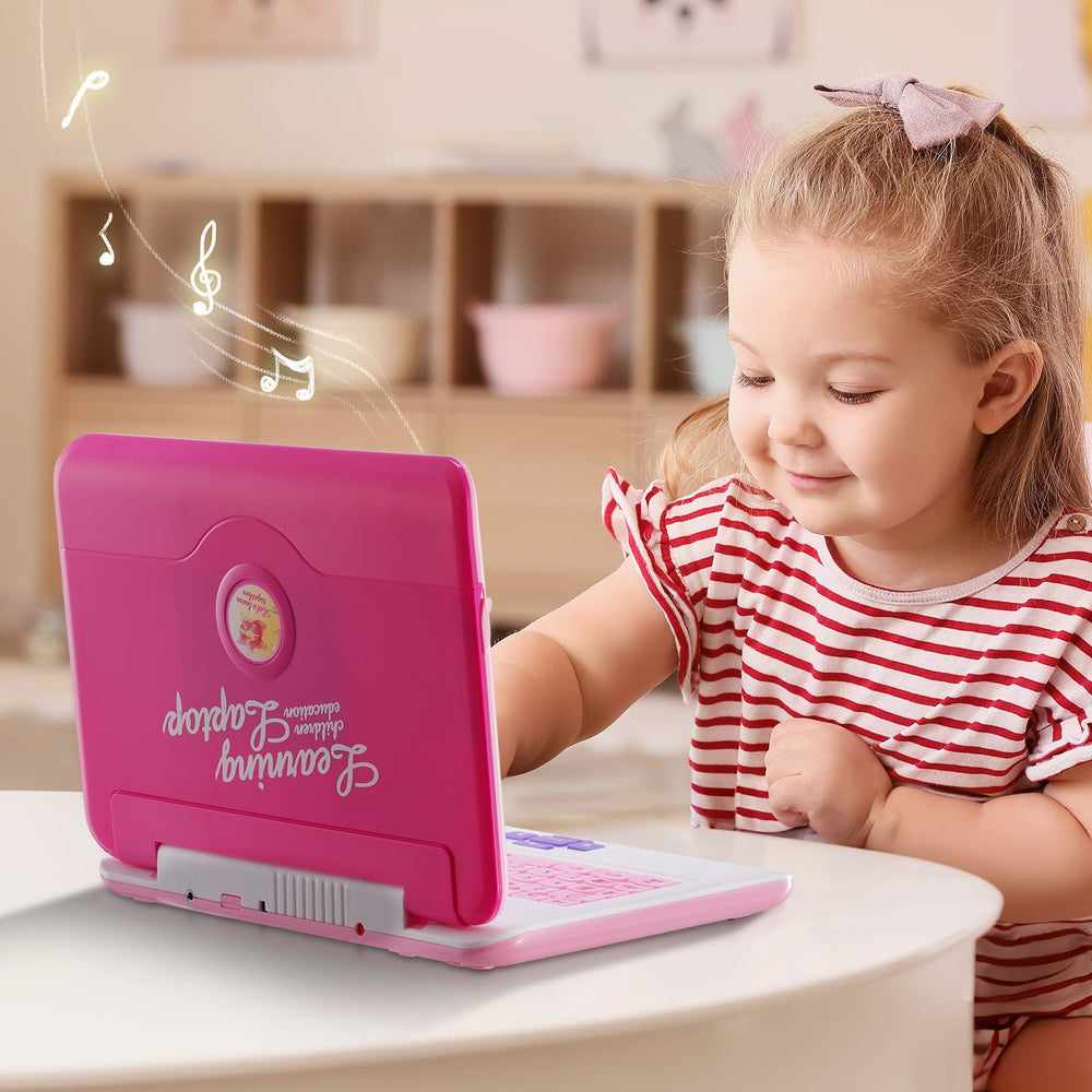 LESHITIAN Kids Laptop with mouse highlights realistic computer experience for fine motor skills.