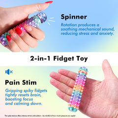 LESONG rotating spinner with rainbow colors for calming sensory input.