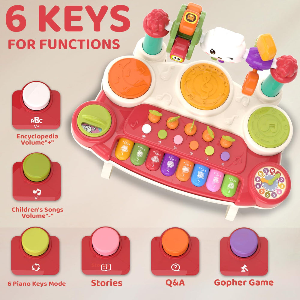 LESSETI 20-in-1 musical toy drum-set shot emphasizing rhythmic play and motor skill development