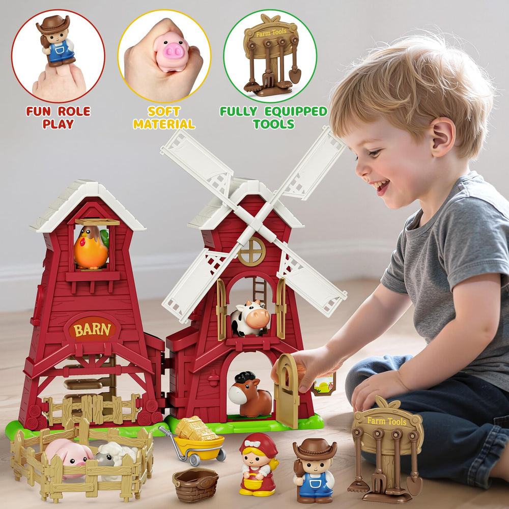 Letapapa farm animals set offers realistic pretend play with chickens, sheep, cows, horses, pigs.