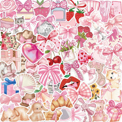 Letiezhi Coquette pink bow close-up sticker for laptop decoration