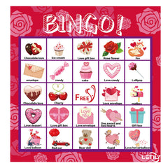 Letily Valentines bingo patterns showcase cute symbols for festive play