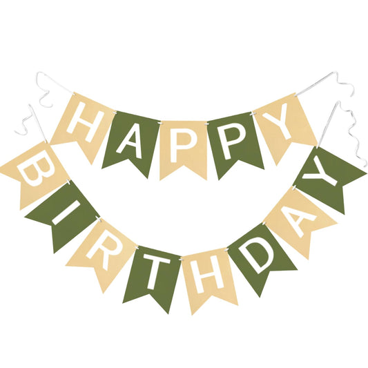 Letjolt brown and green banner close-up, durable and reusable party decor.