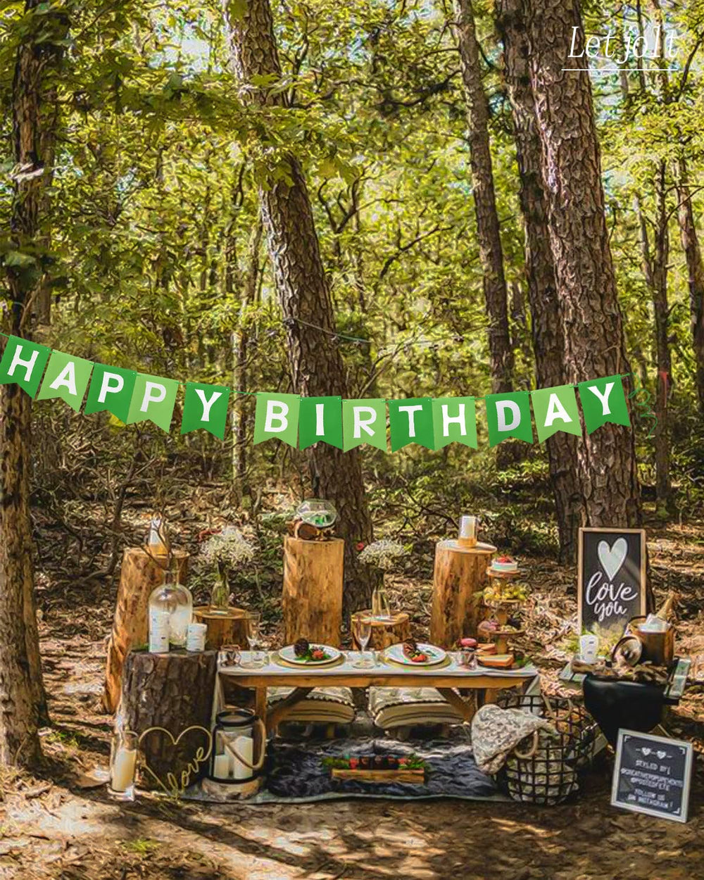 Letjolt durable birthday banner flags with adjustable spacing for different looks