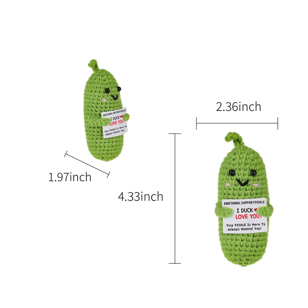 Letken pickle doll with heart card emphasizes a sweet encouragement message.