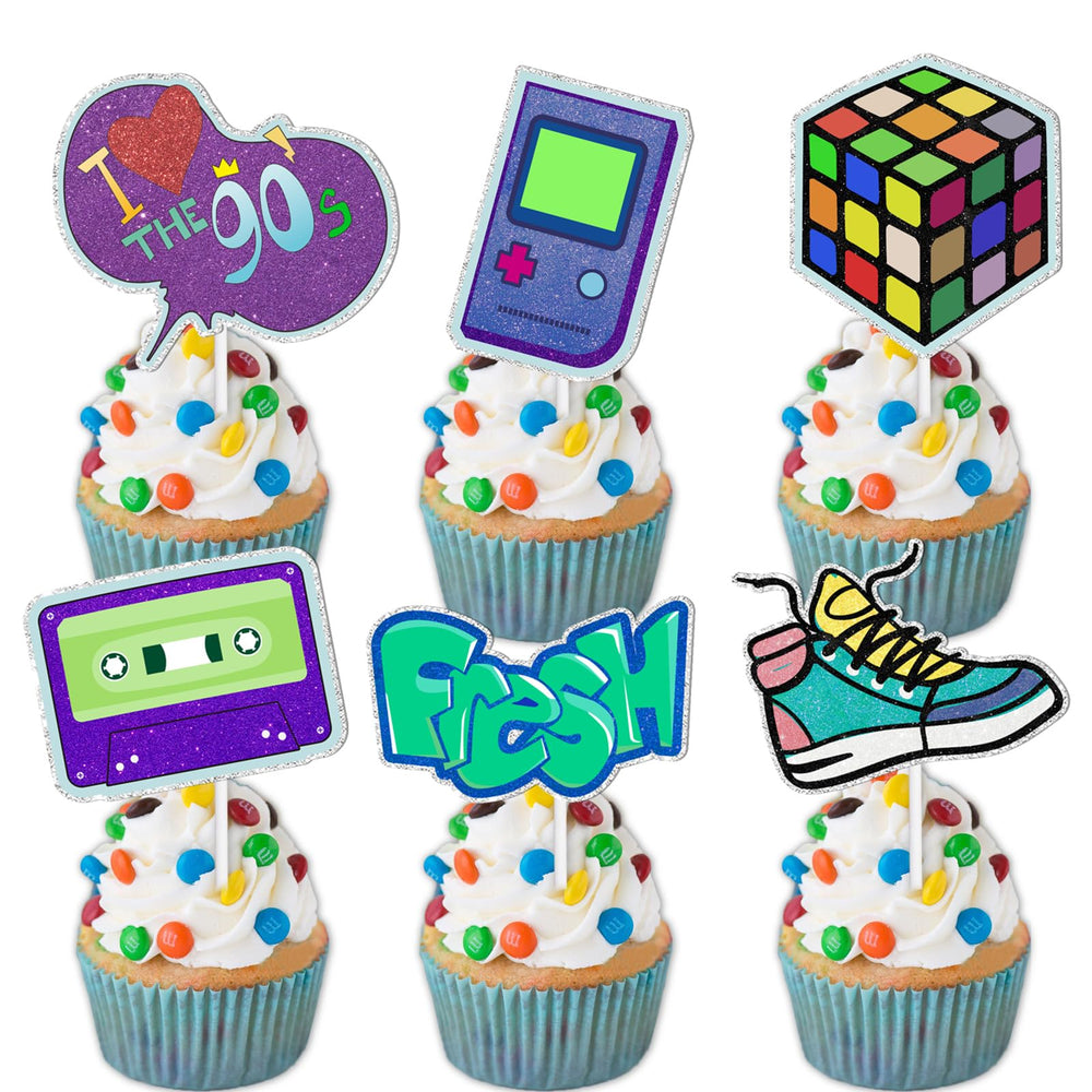 LETLIMIT 18pcs glitter cupcake toppers pack add sparkle to cupcakes for celebrations