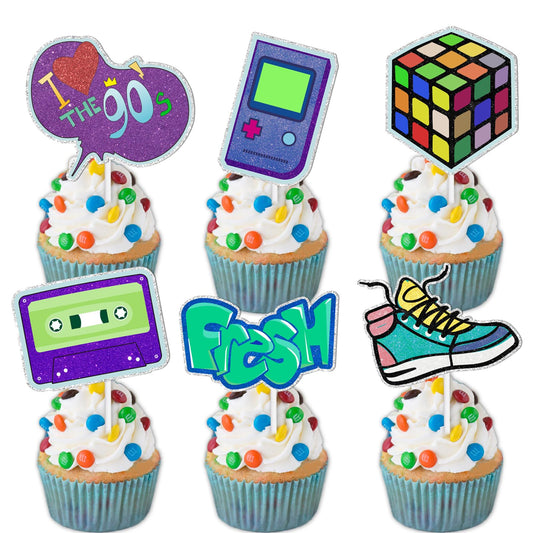 LETLIMIT 18pcs glitter cupcake toppers pack add sparkle to cupcakes for celebrations