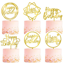 LetsCake six-pack gold topper front view adds elegant birthday sparkle to cakes