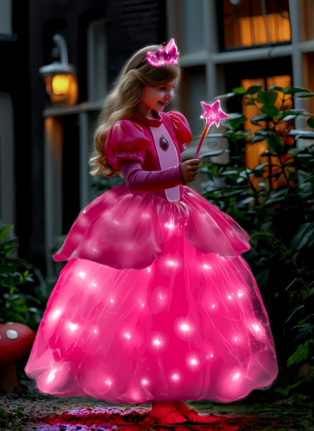 Letsglow light-up dress close-up highlights organza and tulle for magical nights