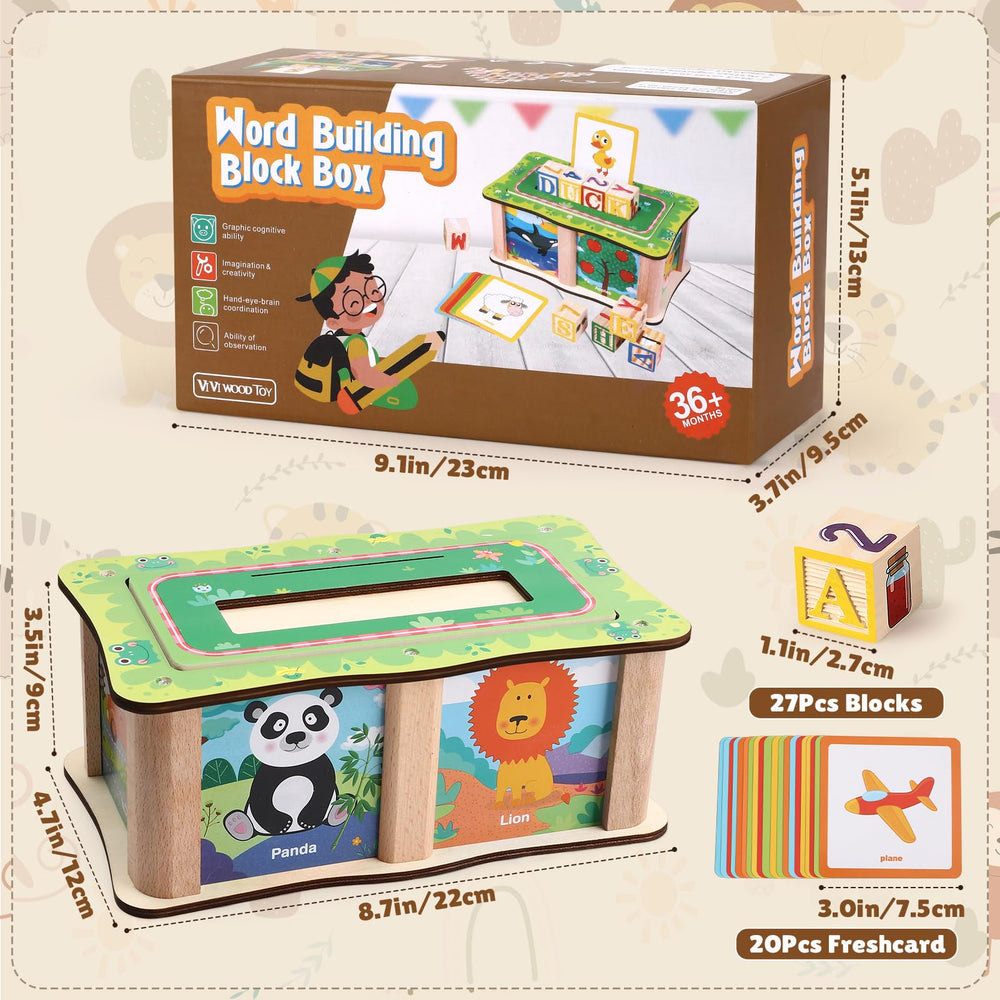Lewo ABC blocks help spell simple words by matching letters to images.