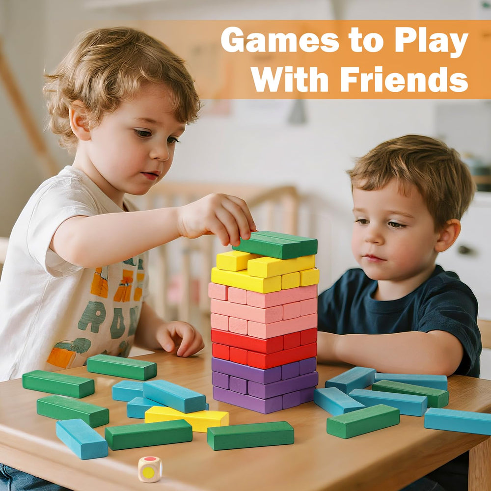 Lewo wooden blocks with dice included for interactive play.