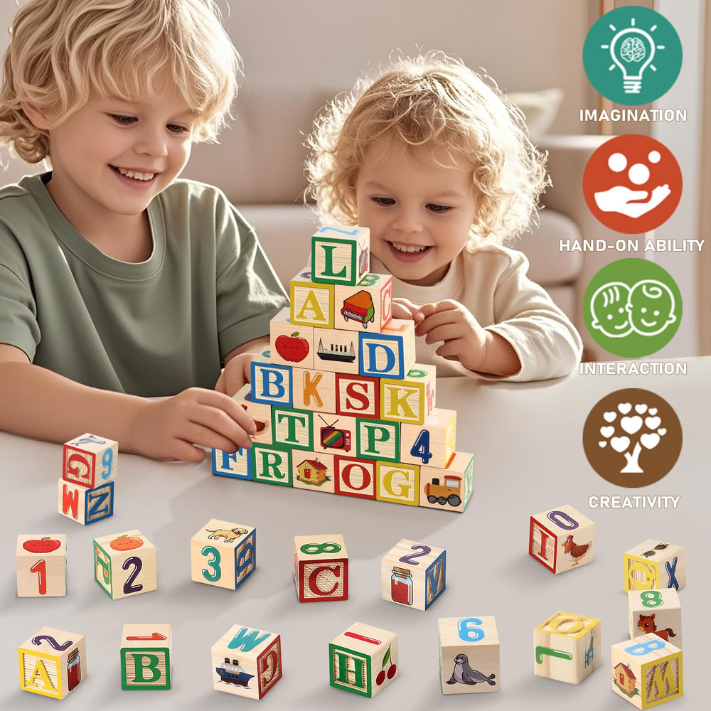 Lewo ABC wooden blocks are durable with smooth edges for safe daily use.