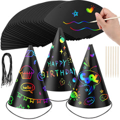 Lewtemi 108 Pcs Scratch Party Hats kit ready for creative decorating fun