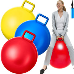 Lewtemi 18-inch red bouncing ball with handle for outdoor play and balance training.
