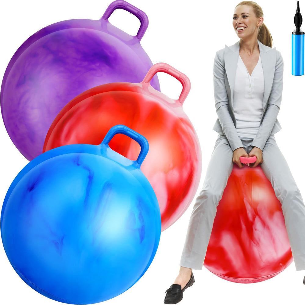 Lewtemi 29 inch red gradient bouncing ball with handle for outdoor play