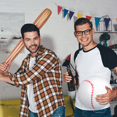 Lewtemi inflatable baseball bat close-up showing durable PVC and bright colors