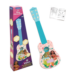 Lexibook Disney Moana first guitar front view, kid-friendly size for beginners.