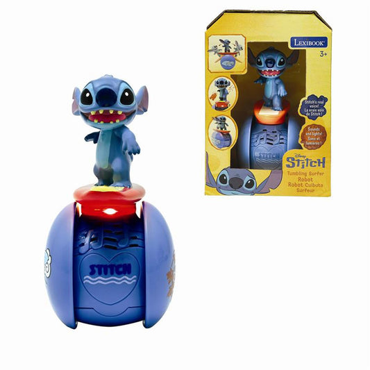 LEXiBOOK Stitch Surfer robot front view highlights balanced motion for engaging play.