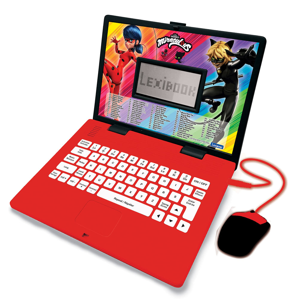 LEXiBOOK Miraculous laptop open, inviting bilingual learning sessions.