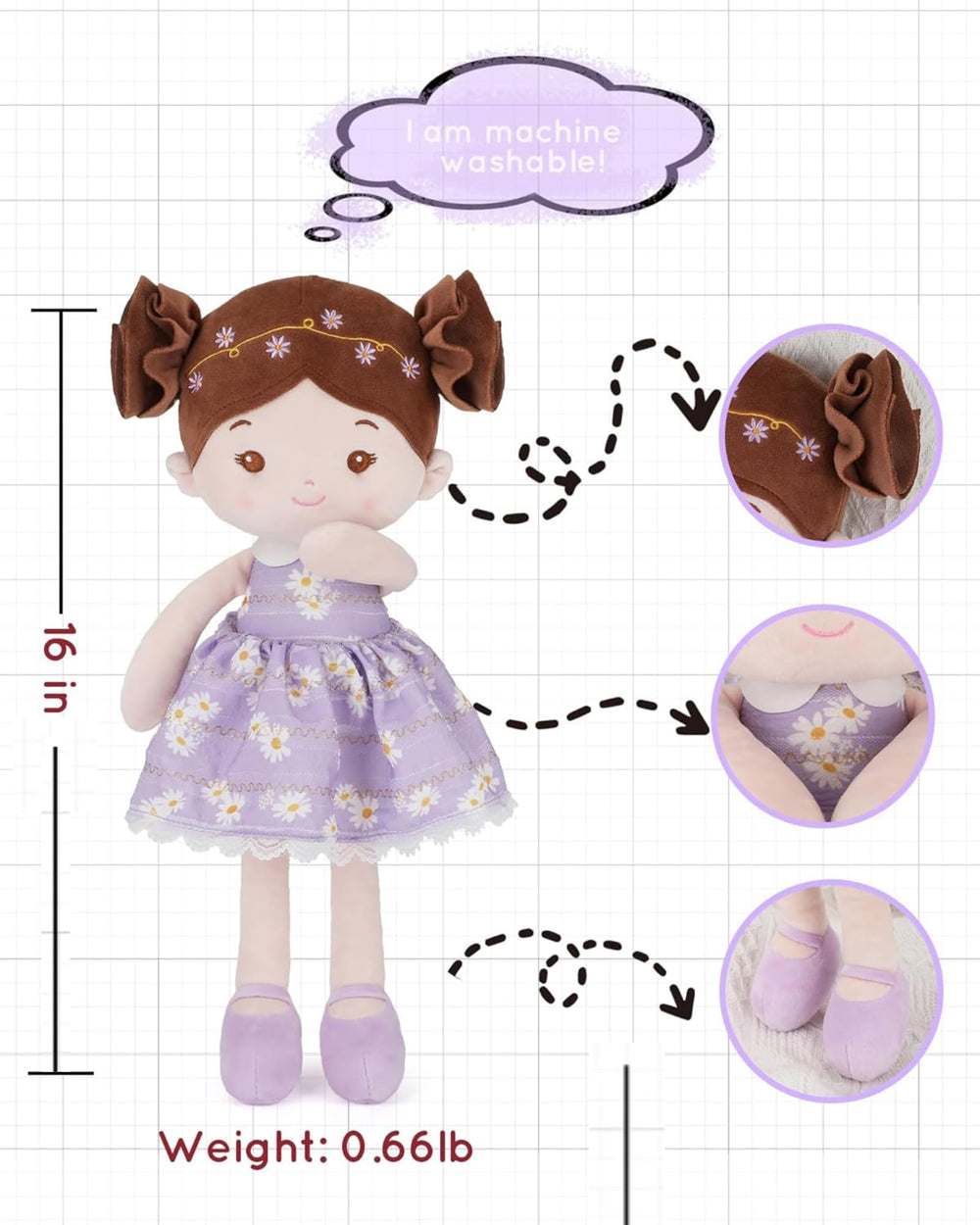 LeyaDoll snuggly ultra-soft fabric closeup showcases cozy material for soothing snuggles.
