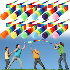 Leyndo throw and catch ball with blue rainbow tail for easy grip and family play