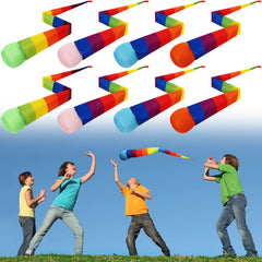 Leyndo 8-piece rainbow tail ball set ready for versatile play across spaces.