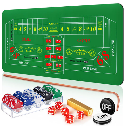 Leyndo craps tabletop mat provides a large, non-slip gaming surface for any table