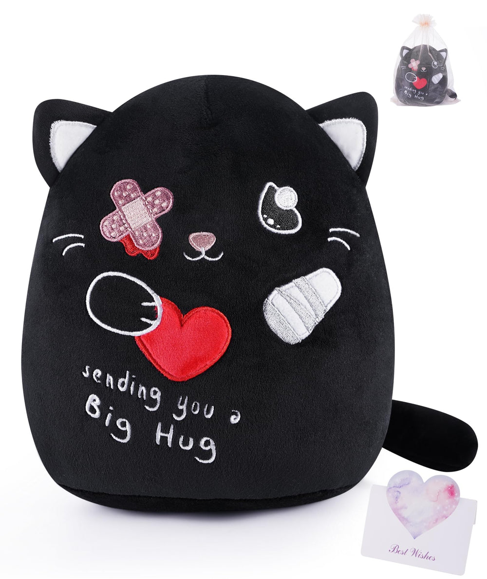 LeYoHa Get Well Soon Cat Plush with Band-Aid over the eye for comforting companionship.