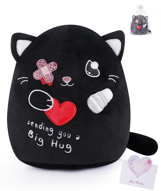 LeYoHa Get Well Soon Cat Plush with Band-Aid over the eye for comforting companionship.