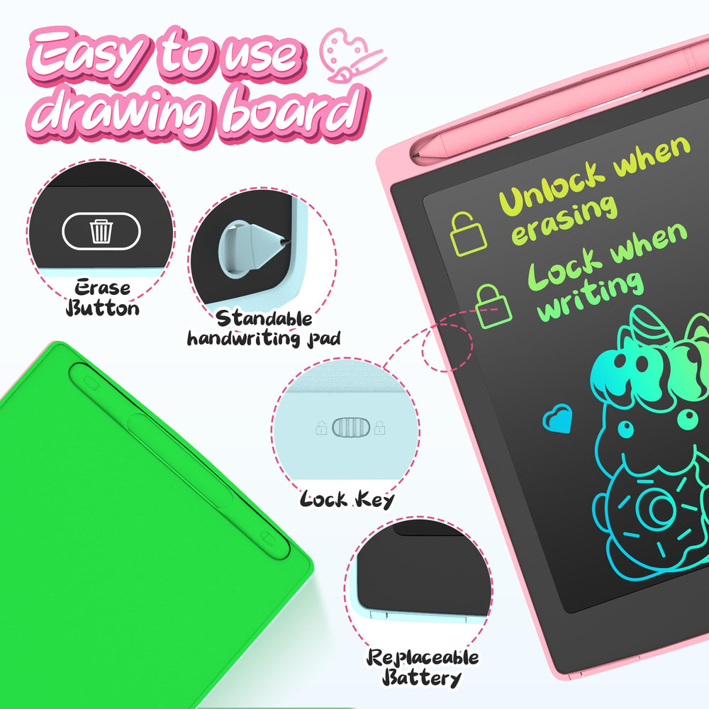 LEYAOYAO 3-pack LCD writing tablet in pink encourages portable coloring fun