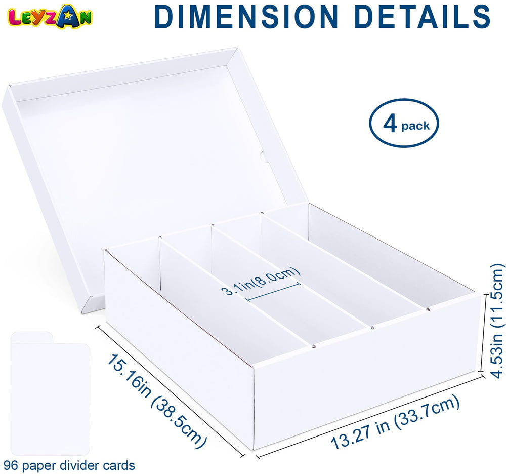 Leyzan storage box with dividers for easy card indexing and sorting.