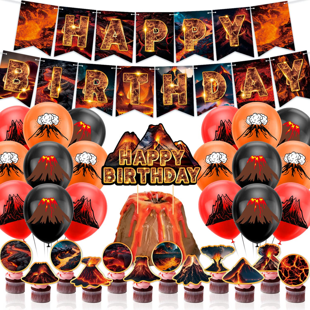 LFCFDX volcano banner for birthday celebrations enhances photos and festive ambience.