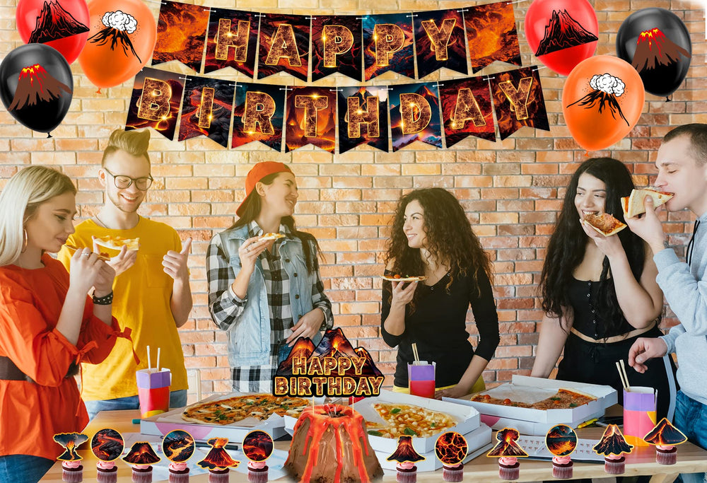 LFCFDX volcano lava-theme details elevate science, dinosaur, or luau parties.