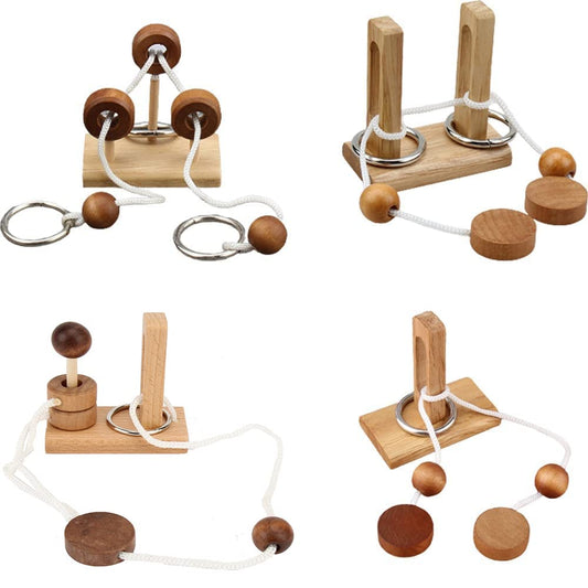 LFLQ brain teaser puzzle: wooden threading challenge for focus